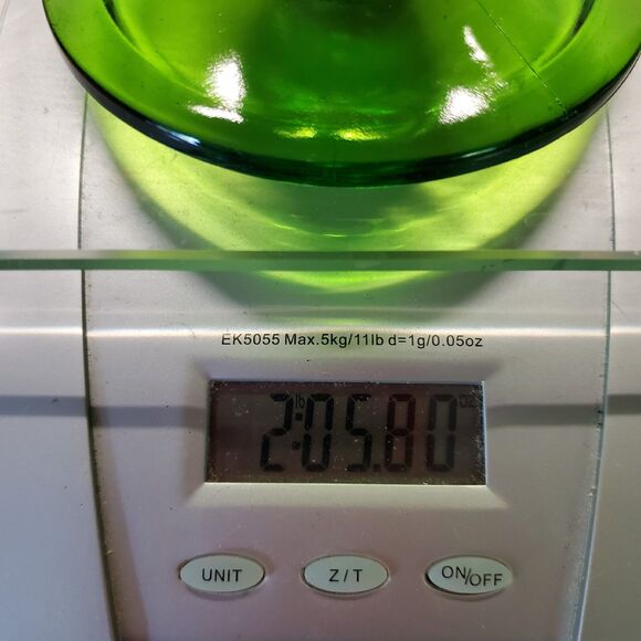 Vintage Indiana Glass Vase Footed Harvest Grape and Leaf Avocado Green - Picture 7 of 7